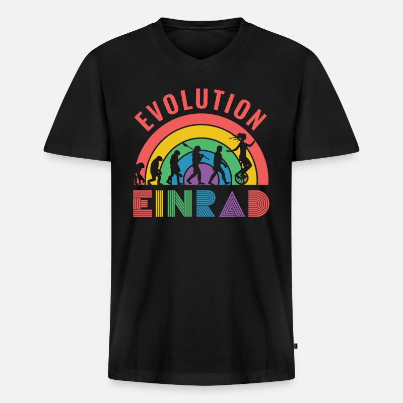 Einrad Evolution Geschenk - Männer Premium Bio T-Shirt mit V-Ausschnitt - Schwarz