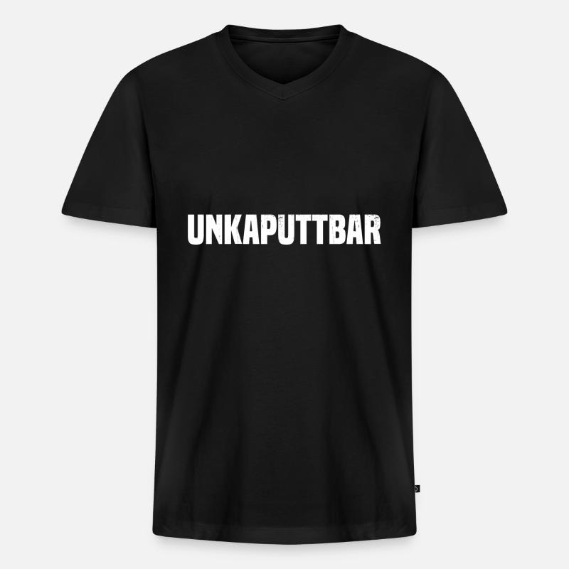 unkaputtbar - Männer Premium Bio T-Shirt mit V-Ausschnitt - Schwarz