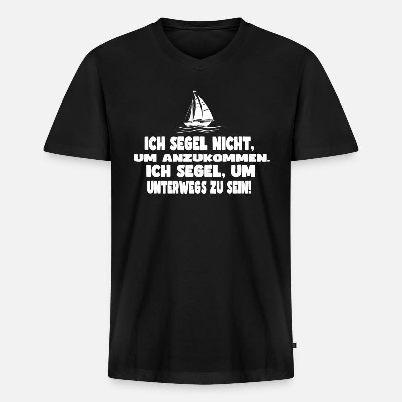 Segelboot mit Spruch Design - Männer Premium Bio T-Shirt mit V-Ausschnitt - Schwarz