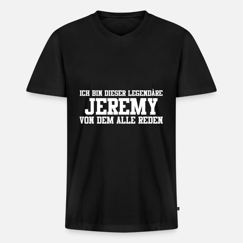 Jeremy Name Design - Männer Premium Bio T-Shirt mit V-Ausschnitt - Schwarz