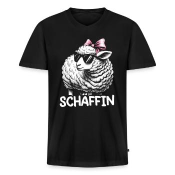 Chef Chefin Schaf Geschenk Schäfin Spruch - Männer Premium Bio T-Shirt mit V-Ausschnitt - Schwarz - Vorne - Nico (187cm)