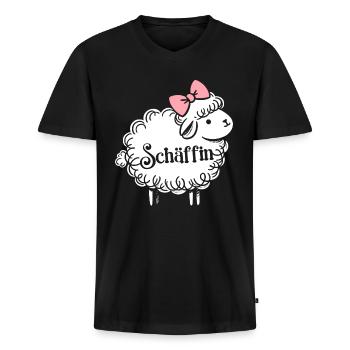 Chef Chefin Schaf Geschenk Schäfin Spruch - Männer Premium Bio T-Shirt mit V-Ausschnitt - Schwarz - Vorne - Nico (187cm)