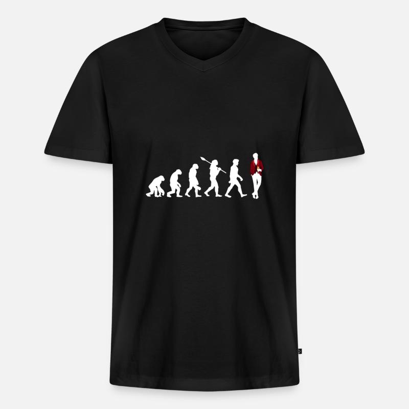 Evolution des Weintrinker - Männer Premium Bio T-Shirt mit V-Ausschnitt - Schwarz
