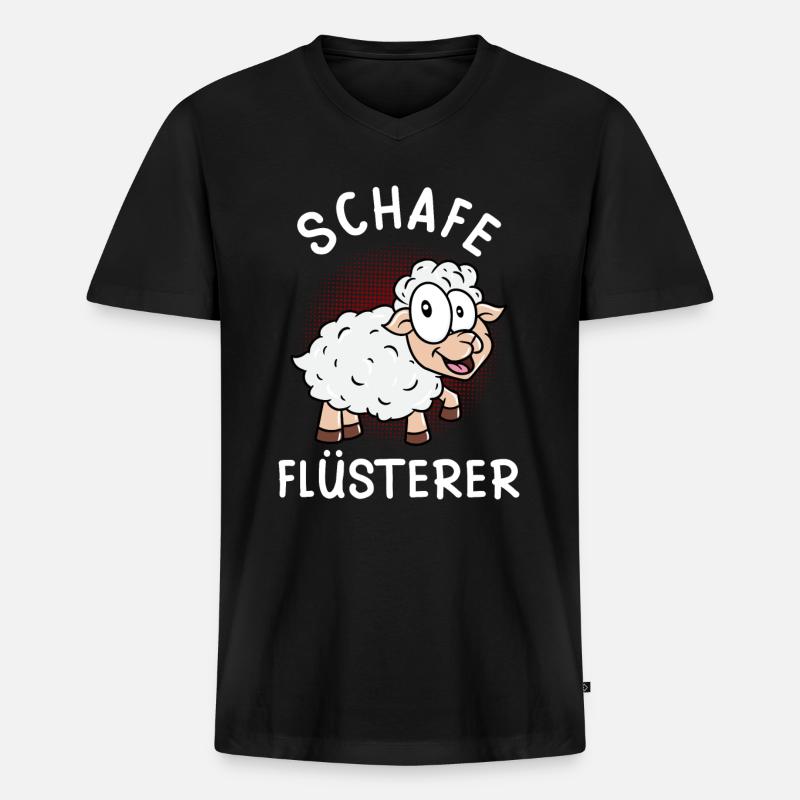 Schafe Flüsterer Hausschaf Schafbock Schäfer - Männer Premium Bio T-Shirt mit V-Ausschnitt - Schwarz