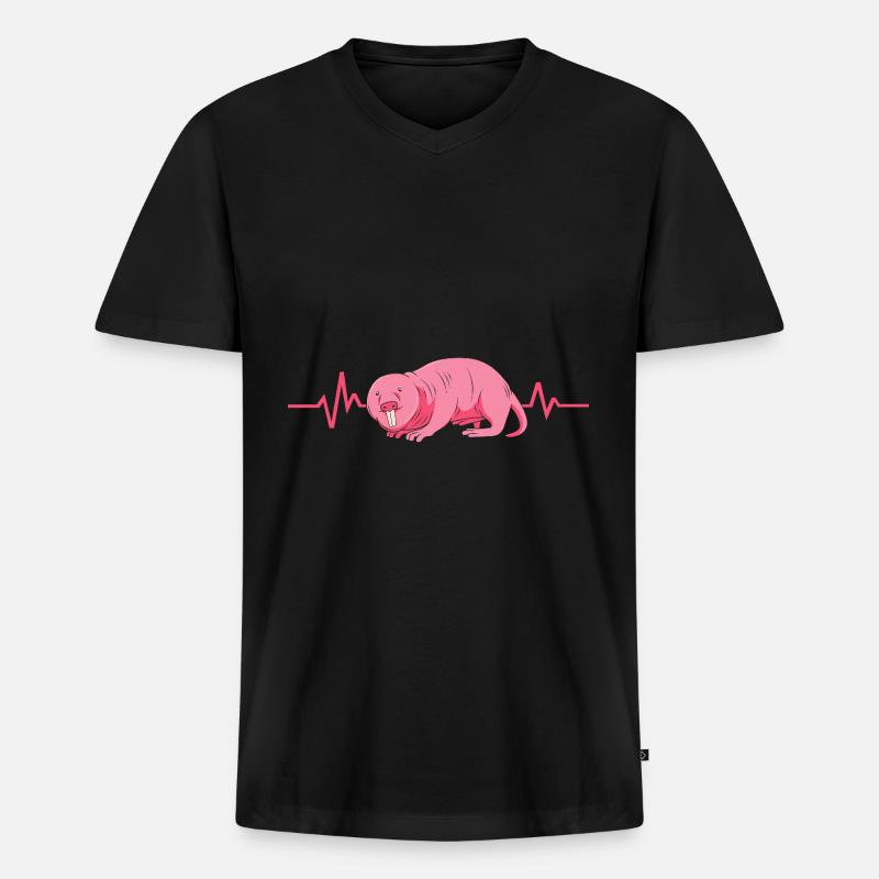 Nacktmull - Männer Premium Bio T-Shirt mit V-Ausschnitt - Schwarz