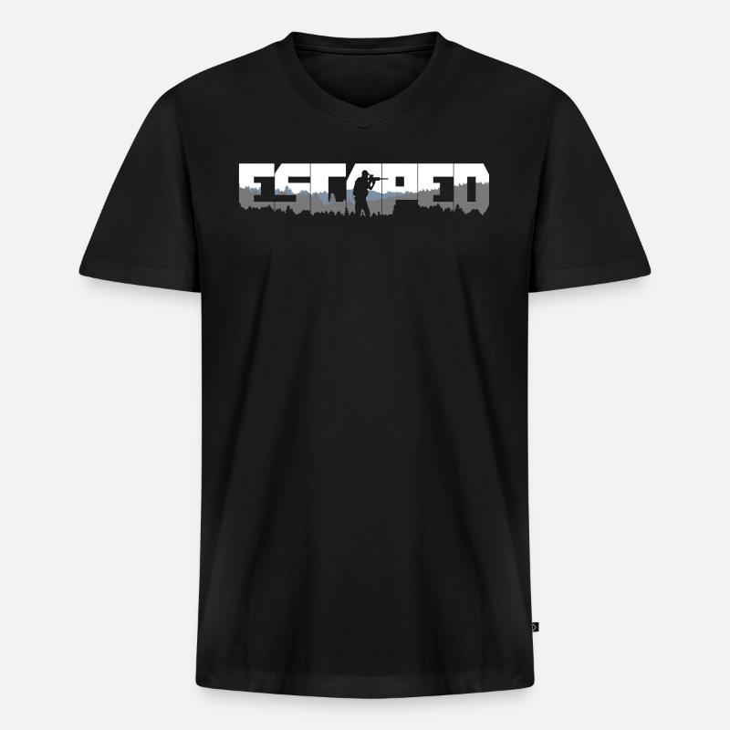 Évadé de Woods - T-shirt encolure en V Premium bio Homme - noir