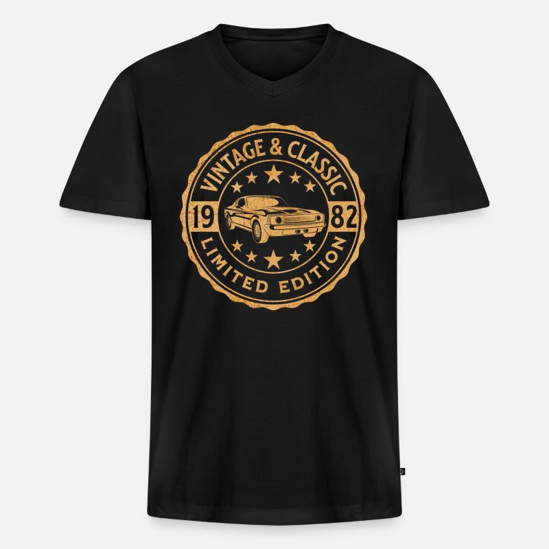 Oldtimer 1982 40 Jahre Jubiläum - Männer Premium Bio T-Shirt mit V-Ausschnitt - Schwarz
