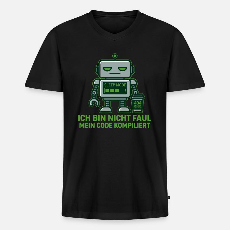 Programmierer T-Shirt – Bin nicht faul - Männer Premium Bio T-Shirt mit V-Ausschnitt - Schwarz