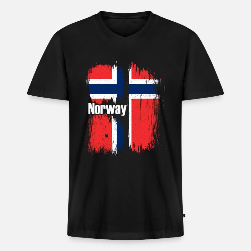 Norwegen Flagge - Männer Premium Bio T-Shirt mit V-Ausschnitt - Schwarz