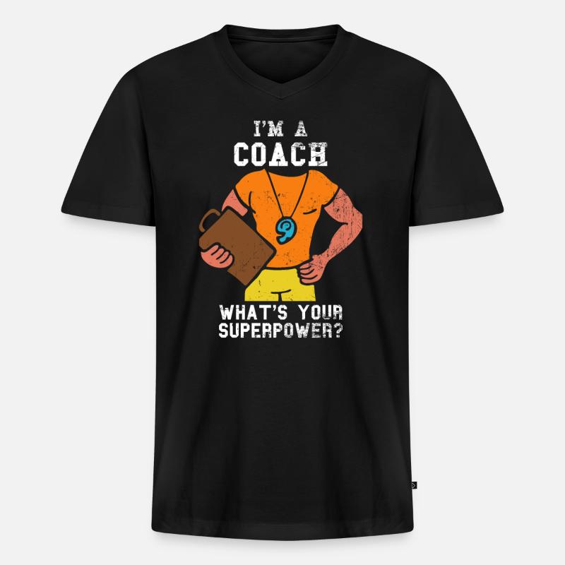 Coach Trainer - Männer Premium Bio T-Shirt mit V-Ausschnitt - Schwarz