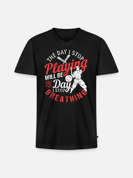 baseball - Men's Premium Organic T-shirt with V-neck - black