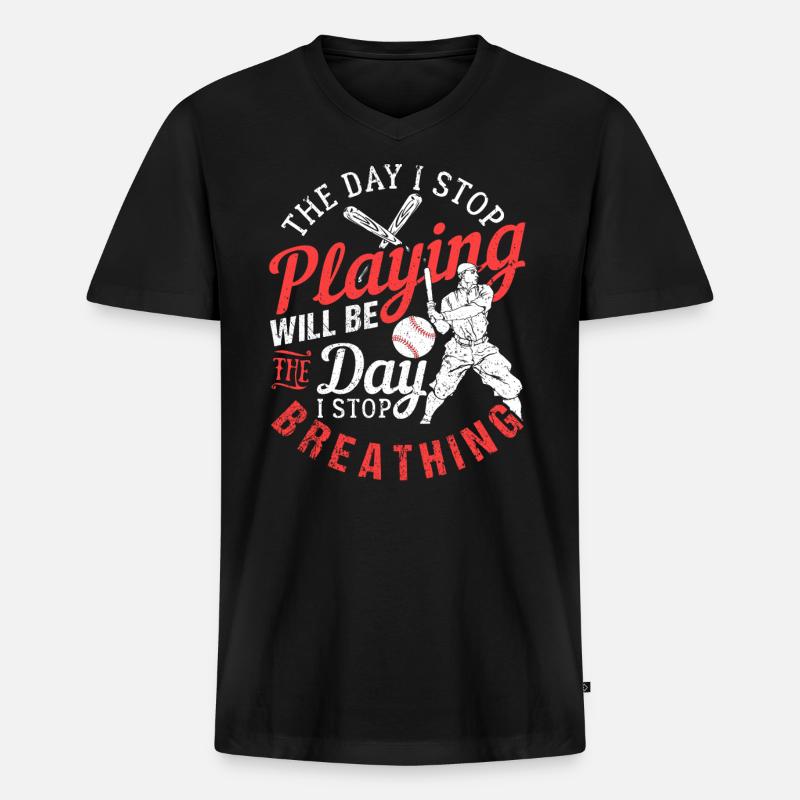 Baseball - Männer Premium Bio T-Shirt mit V-Ausschnitt - Schwarz