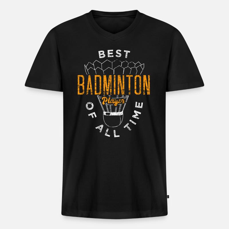 Badminton - Männer Premium Bio T-Shirt mit V-Ausschnitt - Schwarz