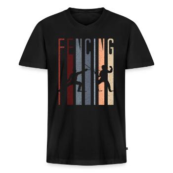 fencing - Men's Premium Organic T-shirt with V-neck - black - Front - Nico (187cm)