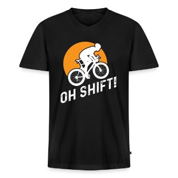 Radfahren Mountainbike Radfahrer Lustig Fahrrad - Männer Premium Bio T-Shirt mit V-Ausschnitt - Schwarz - Vorne - Nico (187cm)