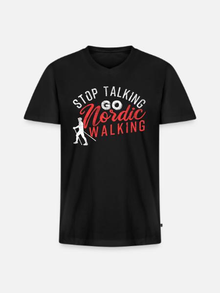 Nordic Walking - Men's Premium Organic T-shirt with V-neck - black