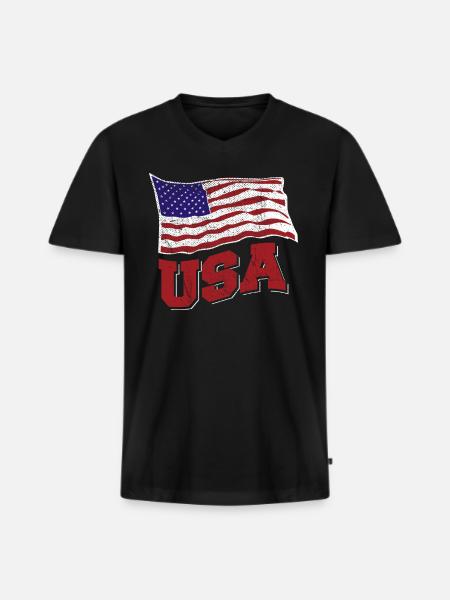 Amerika USA - Männer Premium Bio T-Shirt mit V-Ausschnitt - Schwarz