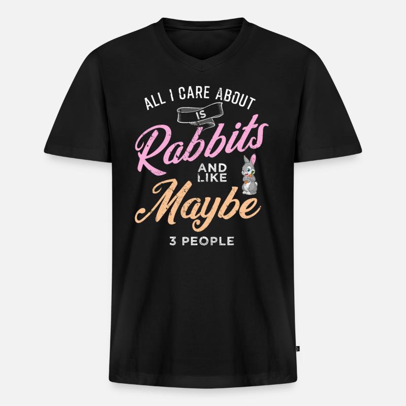 Kaninchen - Männer Premium Bio T-Shirt mit V-Ausschnitt - Schwarz
