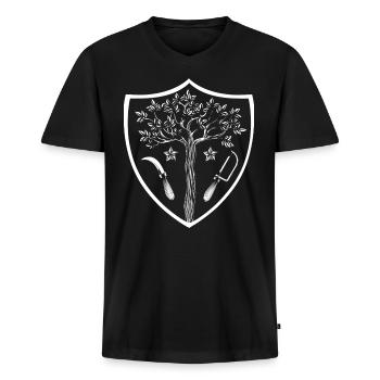 Gärtnerei - Männer Premium Bio T-Shirt mit V-Ausschnitt - Schwarz - Vorne - Nico (187cm)