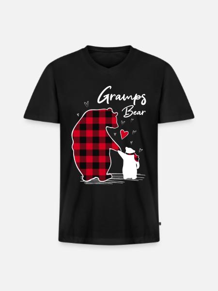 Gramps Bear - Men's Premium Organic T-shirt with V-neck - black