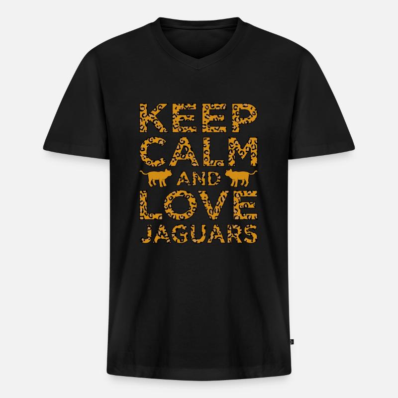 Jaguar - Männer Premium Bio T-Shirt mit V-Ausschnitt - Schwarz