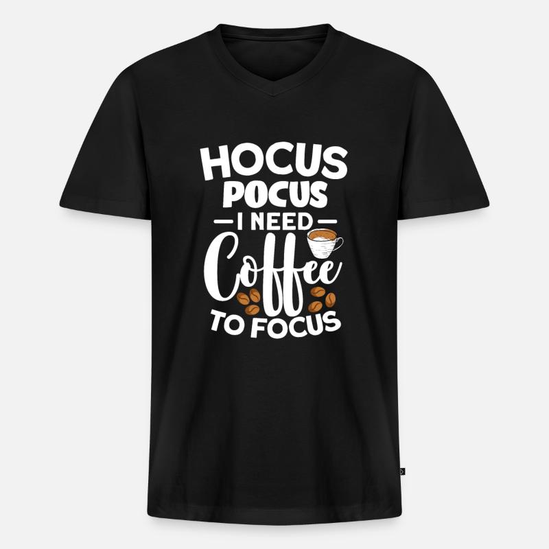 Kaffee - Männer Premium Bio T-Shirt mit V-Ausschnitt - Schwarz