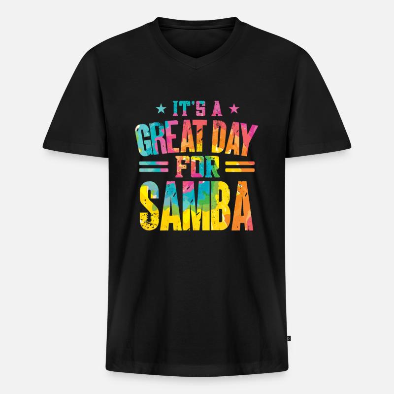 Samba - Männer Premium Bio T-Shirt mit V-Ausschnitt - Schwarz