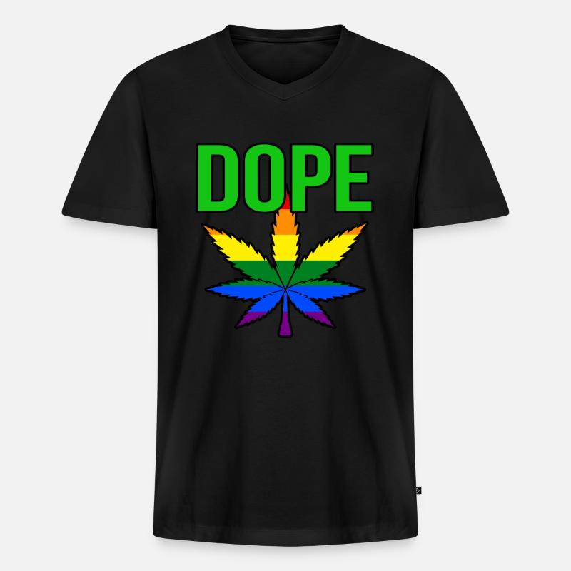 Cannabis - Männer Premium Bio T-Shirt mit V-Ausschnitt - Schwarz