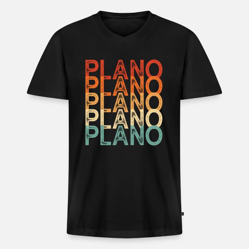 Plano Texas - Männer Premium Bio T-Shirt mit V-Ausschnitt - Schwarz