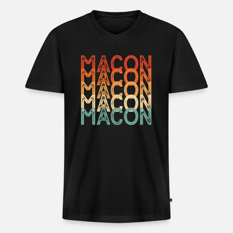 Makon - Männer Premium Bio T-Shirt mit V-Ausschnitt - Schwarz