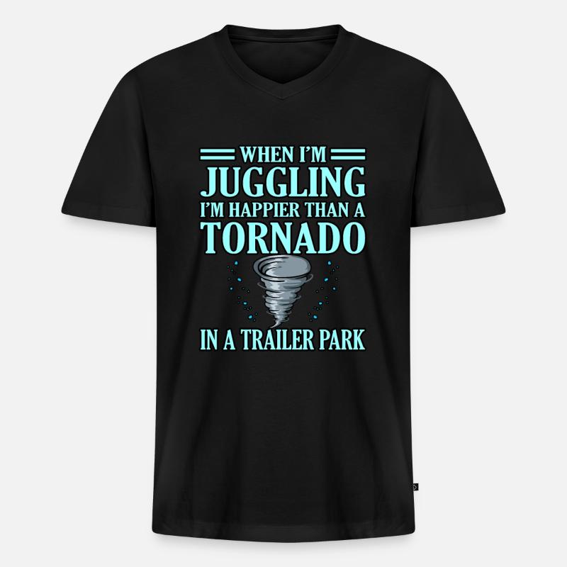 Tornado - Männer Premium Bio T-Shirt mit V-Ausschnitt - Schwarz