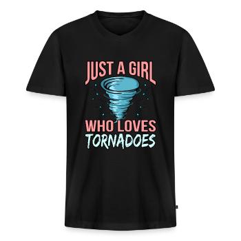 Tornado - Männer Premium Bio T-Shirt mit V-Ausschnitt - Schwarz - Vorne - Nico (187cm)