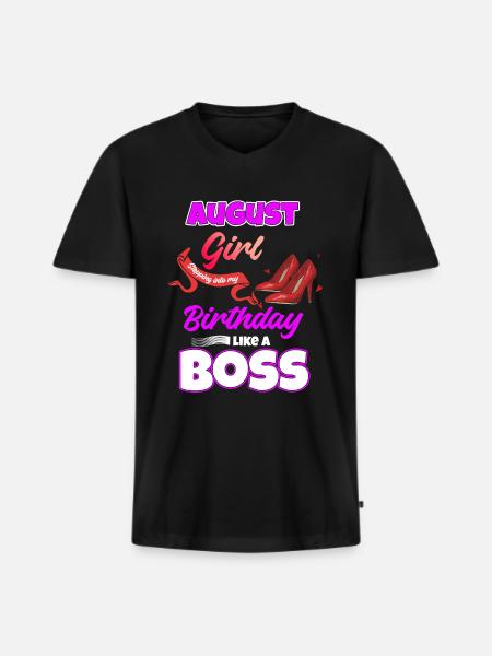August Birthday Funny Gift - Men's Premium Organic T-shirt with V-neck - black