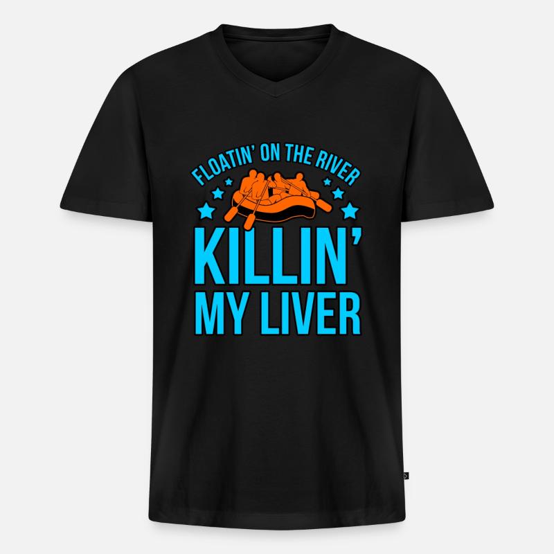 Abenteuer rafting - Männer Premium Bio T-Shirt mit V-Ausschnitt - Schwarz