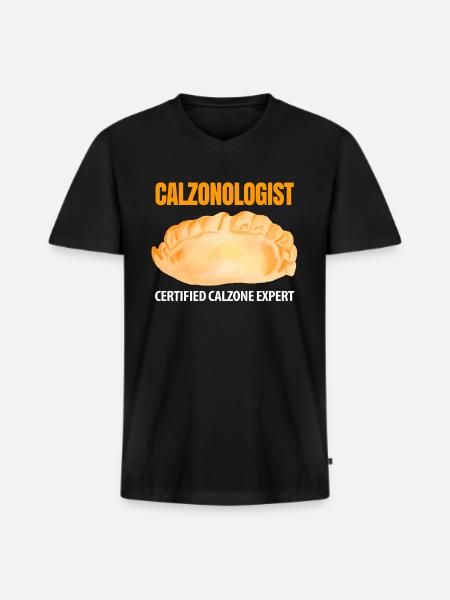 Calzone Pizza Gift - Men's Premium Organic T-shirt with V-neck - black