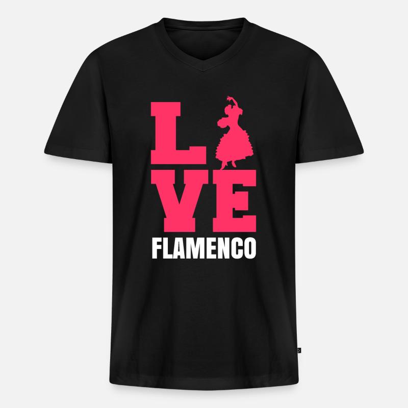 Flamenco - Männer Premium Bio T-Shirt mit V-Ausschnitt - Schwarz