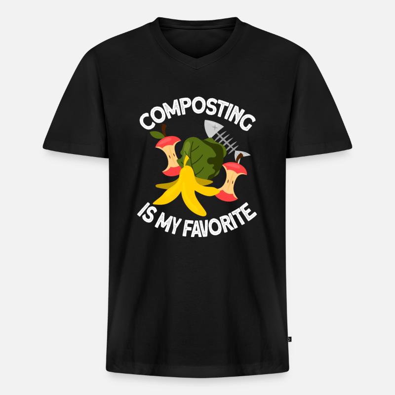 Kompost orme gave - Premium økologisk T-shirt med V-hals til mænd - sort