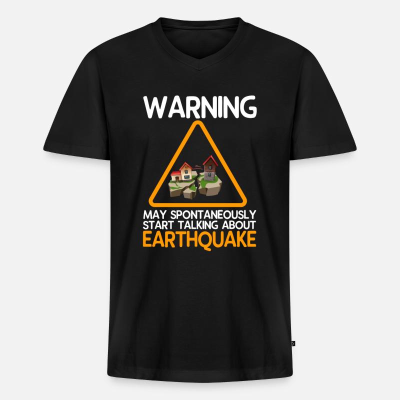 Erdbeben - Männer Premium Bio T-Shirt mit V-Ausschnitt - Schwarz