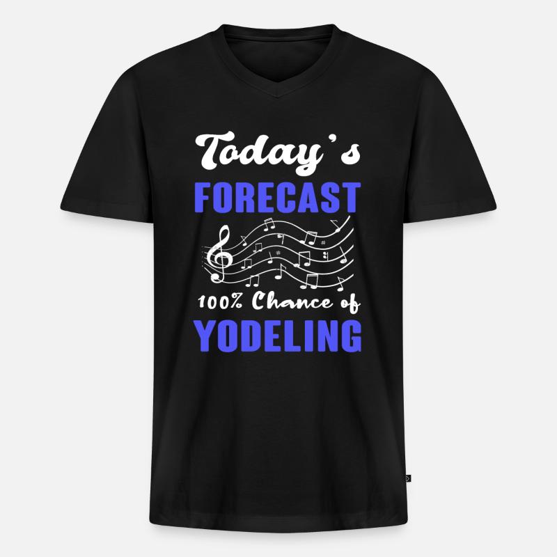 Jodeln - Männer Premium Bio T-Shirt mit V-Ausschnitt - Schwarz