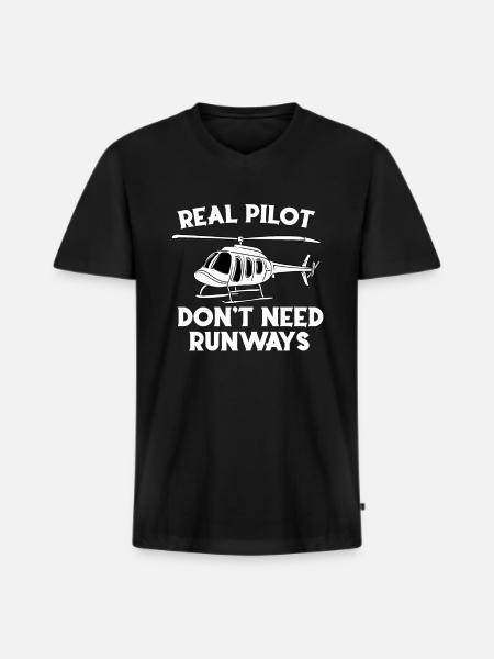 Real pilots don't need runways - Men's Premium Organic T-shirt with V-neck - black
