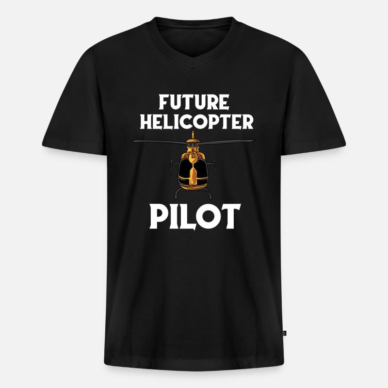 Zukünftiger Hubschrauberpilot - Männer Premium Bio T-Shirt mit V-Ausschnitt - Schwarz