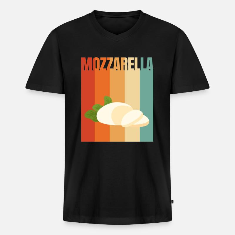 Retro-Mozzarella - Männer Premium Bio T-Shirt mit V-Ausschnitt - Schwarz