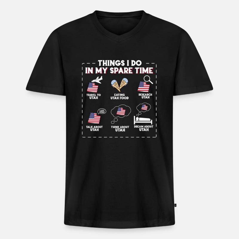 Utah - Männer Premium Bio T-Shirt mit V-Ausschnitt - Schwarz