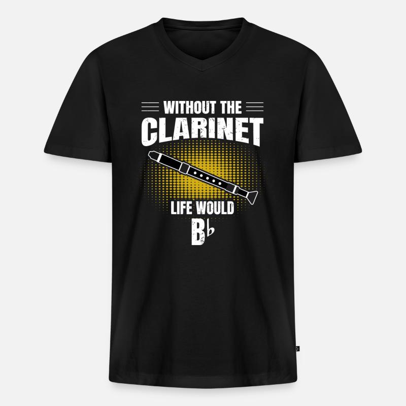 Klarinette - Männer Premium Bio T-Shirt mit V-Ausschnitt - Schwarz