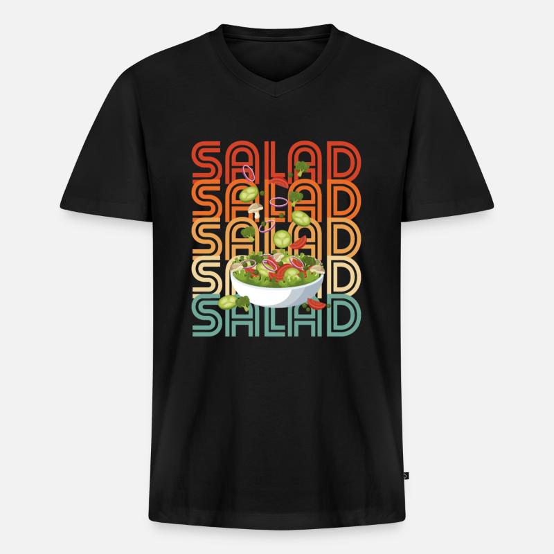 Retro-Salat - Männer Premium Bio T-Shirt mit V-Ausschnitt - Schwarz