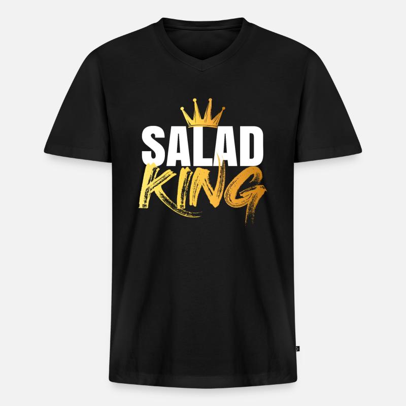 Salatkönig - Männer Premium Bio T-Shirt mit V-Ausschnitt - Schwarz