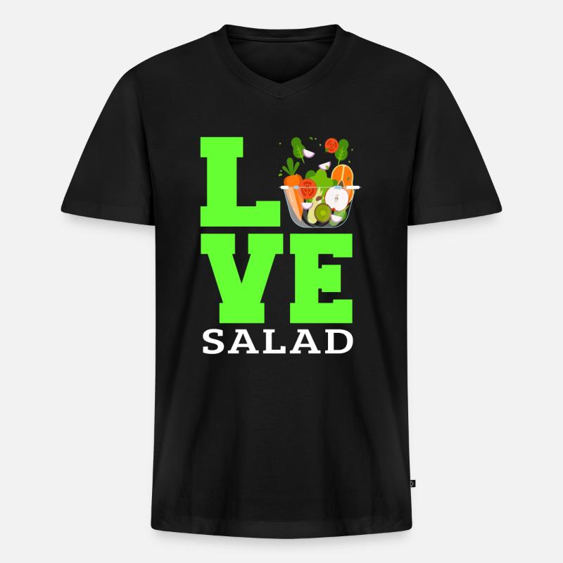 Liebe Salat - Männer Premium Bio T-Shirt mit V-Ausschnitt - Schwarz