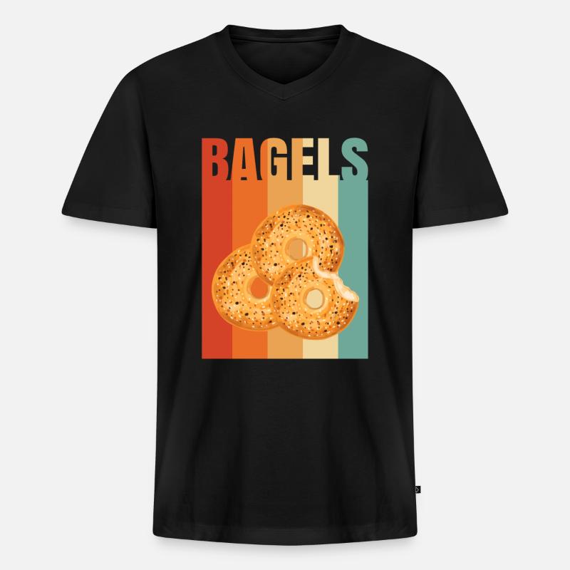 Bagel Bagels Geschenk - Männer Premium Bio T-Shirt mit V-Ausschnitt - Schwarz