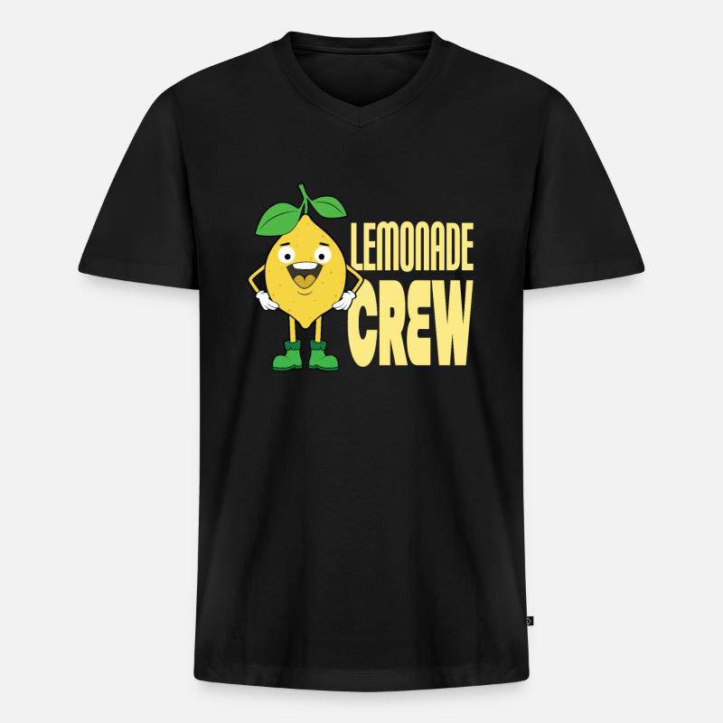 Limonaden-Crew - Männer Premium Bio T-Shirt mit V-Ausschnitt - Schwarz