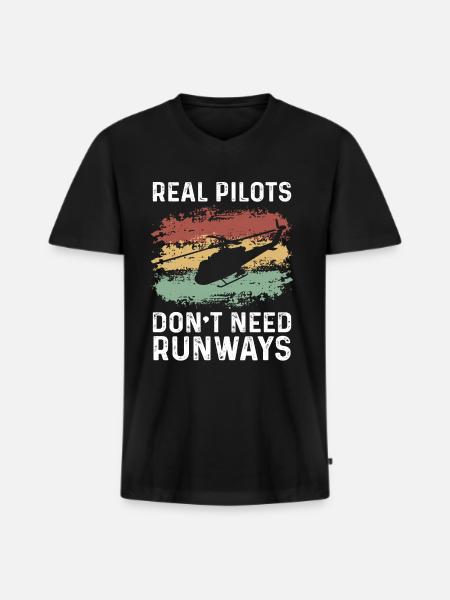Helicopter Pilot Gift - Men's Premium Organic T-shirt with V-neck - black